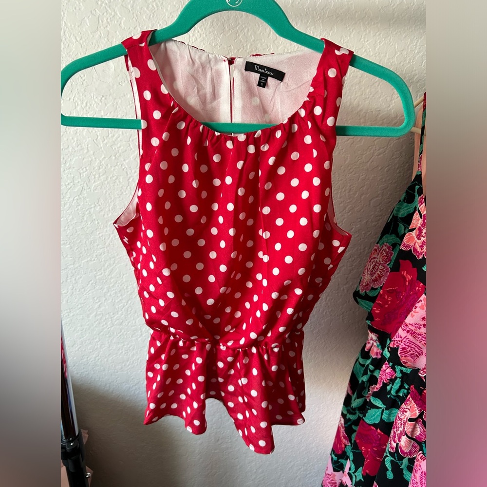 Red and White Polka Dot Minnie Mouse Disney bound blouse